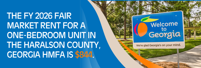 <p>The FY 2026 Fair Market Rent for a one-bedroom unit in the Haralson County, Georgia HMFA is $844.</p>