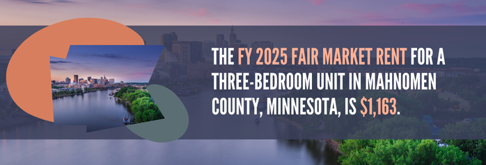 <p>The FY 2025 Fair Market Rent for a three-bedroom unit in Mahnomen County, Minnesota, is $1,163.</p>