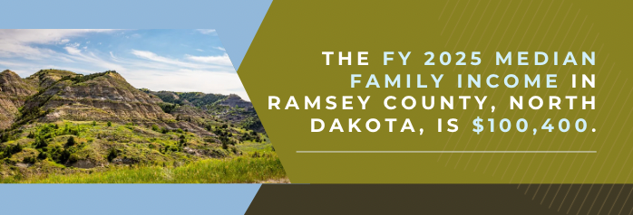 <p>The FY 2025 median family income in Ramsey County, North Dakota, is $100,400.</p>