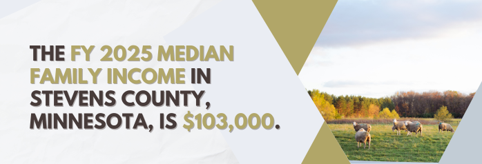 <p>The FY 2025 median family income in Stevens County, Minnesota, is $103,000.</p>
