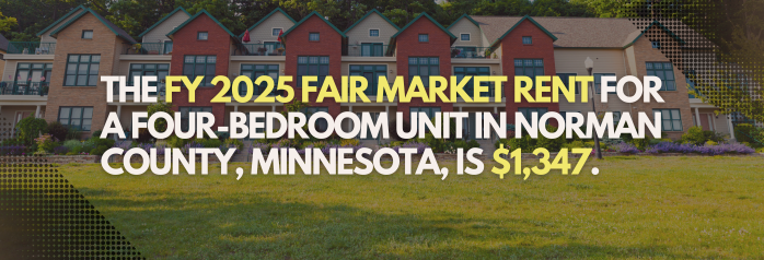 <p>The FY 2025 Fair Market Rent for a four-bedroom unit in Norman County, Minnesota, is $1,347.</p>
