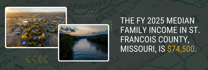 <p>The FY 2025 median family income in St. Francois County, Missouri, is $74,500.</p>